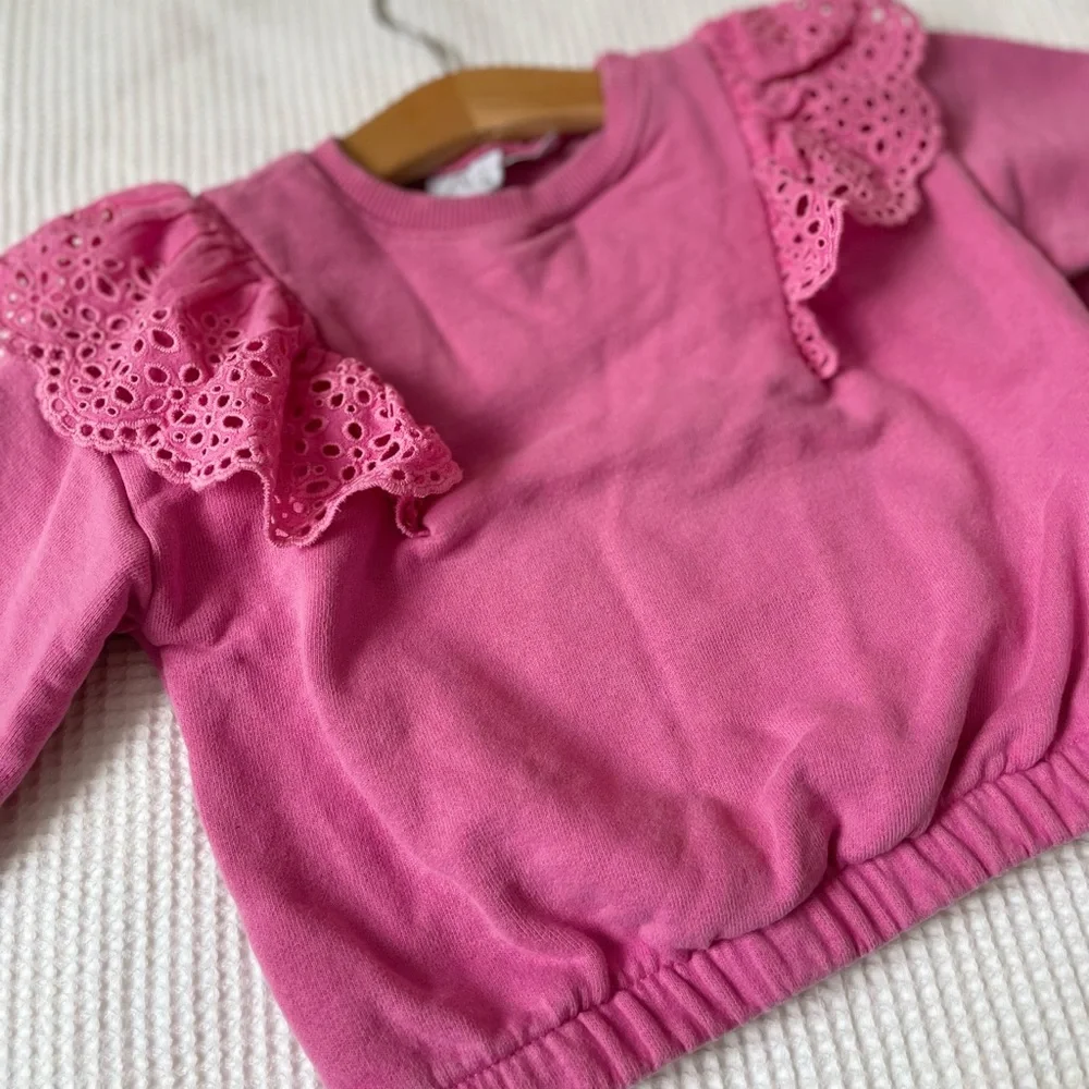 Zara Pink Ruffled Kids Sweater - Picture 2 of 4